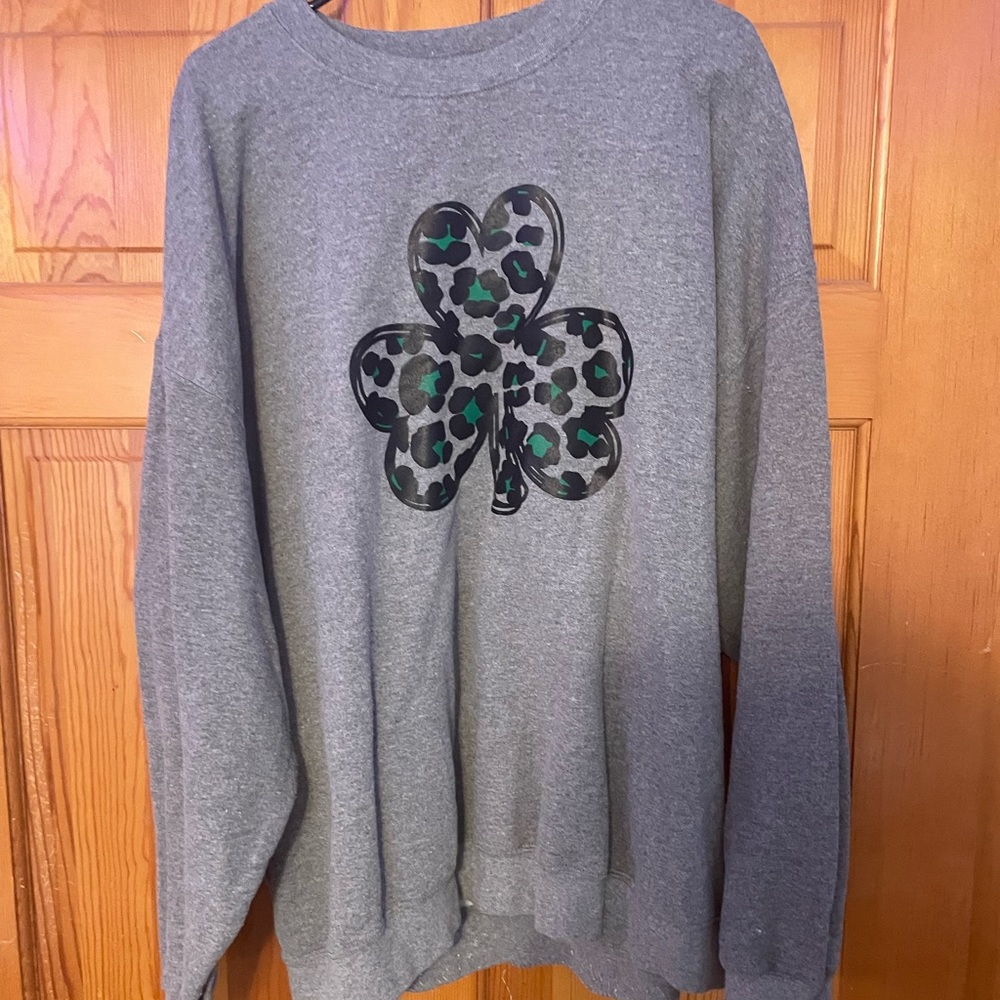 Cheetah Print Shamrock Crewneck